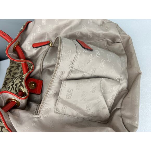 Michael Kors Canvas & Leather Tassel Shoulder Bag - Cream/Brown - EUC - Picture 11 of 17